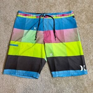 Mens Hurley‎ Phantom Board Shorts Swim Trunks Multicolor Patchwork Colorblock 38